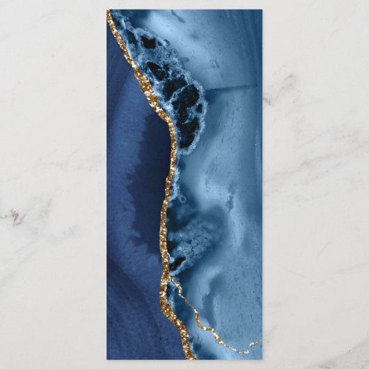 Elegant Marine Blue and Gold Agate Menu Mariage (Dos)