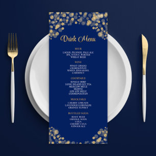 Elegant Marine Blue and Gold Drink Menu
