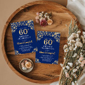 Elégant Marine Blue & Gold Invitation 60e annivers