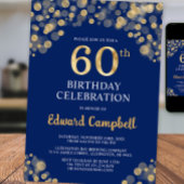 Elégant Marine Blue & Gold Invitation 60e annivers