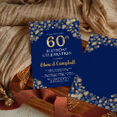 Elégant Marine Blue & Gold Invitation 60e annivers