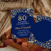 Elégant Marine Blue & Gold Invitation de 80e anniv