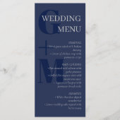 Elegant Marine Blue Grey Typographie Mariage Menu (Devant)