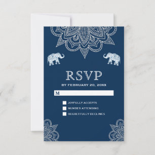 Elégant Marine Blue Henna Mariage indien RSVP