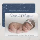 Elégant Marine Blue Photo Faire-part de naissance  (Devant / Derrière)