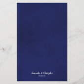 Elégant Marine Blue Rose Budget Mariage Menu (Dos)