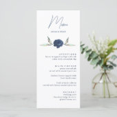 Elégant Marine BLue Rose Floral Mariage Cartes de  (Debout devant)