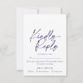 Elegant Marine Blue Wedding Carte RSVP - Répondre (Dos)