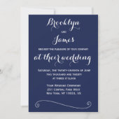 Elégant Marine Blue Wedding Invitations (Devant)