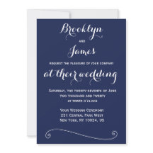 Elégant Marine Blue Wedding Invitations