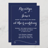 Elégant Marine Blue Wedding Invitations (Devant / Derrière)
