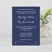 Elégant Marine Blue Wedding Invitations (Debout devant)