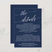 Elegant Marine Calligraphy Mariage Détails Carte (Devant / Derrière)