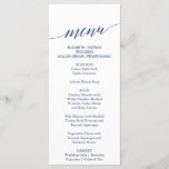 Elégant Marine Calligraphy Mariage Dîner Carte Men<br><div class="desc">Cette élégante carte de menu mariage de calligraphie marine est parfaite pour un mariage simple. Le design neutre présente une carte minimaliste décorée de typographie romantique et fantaisiste. Ce menu peut être utilisé pour une réception de mariage,  un dîner de répétition ou tout événement.</div>