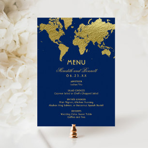 Elégant Marine et Gold World Carte Mariage personn