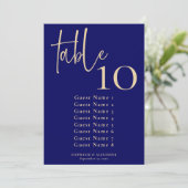 Élégant Marine et Or Numéro de table et tableau de (Debout devant)