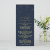 Elegant Marine & Gold Falling Stars Menu Mariage (Debout devant)