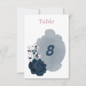Elegant marine & roze bloemen tafelnummer (Voorkant)