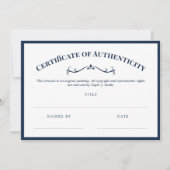 Elegant marine White Certificate of Authenticity (Voorkant)