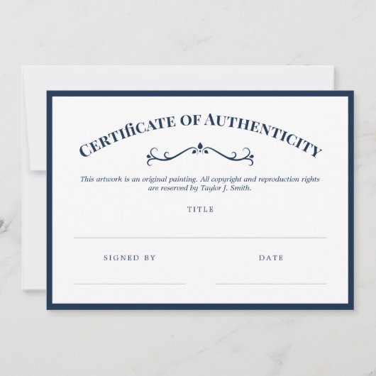 Elegant marine White Certificate of Authenticity (Voorkant)