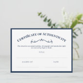 Elegant marine White Certificate of Authenticity (Staand voorkant)