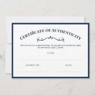 Elegant marine White Certificate of Authenticity