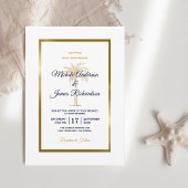 Elegant marine White Gold Palm Tree Modern Wedding Kaart