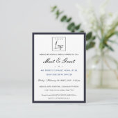 Elegant Marine Wit Uw Logo Workshop Evenement Dine Briefkaart (Staand voorkant)