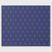 Elegant marineblauw goud dreidel patroon Chanoeka Cadeaupapier (Vlak)