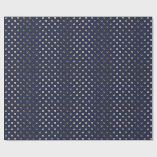 Elegant marineblauw goud op maat monogram initiaal cadeaupapier (Vlak)