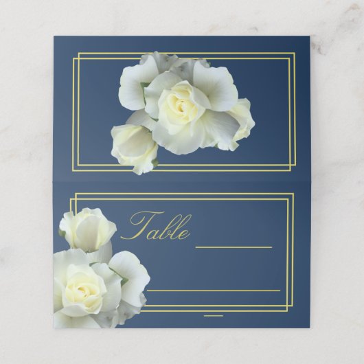 Elegant marineblauw goud wit rose dubbel Lijst (Buitenkant ongevouwen)