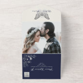 Elegant marineblauw huwelijk in één uitnodiging (Buitenkant)