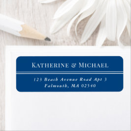 Elegant marineblauw klein retouradres etiket