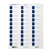 Elegant marineblauw | Minimalistisch wit Etiket (Full Sheet)