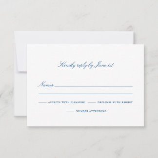 Elegant marineblauw nummer bijwonen RSVP kaartje