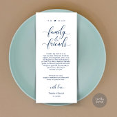 Elegant marineblauw, plaatsinstelling bedankpas programma