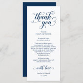 Elegant marineblauw, plaatsinstelling bedankpas programma (Voorkant / Achterkant)