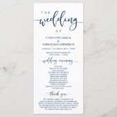 Elegant marineblauw script, onze huwelijksceremoni programma (Voorkant)
