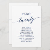 Elegant marineblauw Tabel Nummer 20 Zitkuur Kaart (Voorkant / Achterkant)