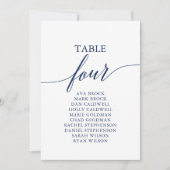Elegant marineblauw Tabel Nummer 4 Kaart (Voorkant)