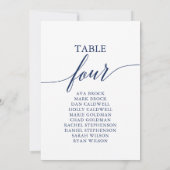 Elegant marineblauw Tabel Nummer 4 Kaart (Achterkant)
