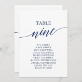 Elegant marineblauw Tabel Nummer 9 Zitkuur Kaart (Voorkant / Achterkant)