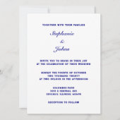 Elegant marineblauw wit eenvoudige minimale bruilo kaart (Voorkant)