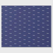 Elegant marineblauw, witte aangepaste naam cadeaupapier (Vlak)
