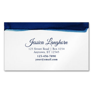 Elegant marineblauwe aquarel gepersonaliseerde bri magnetisch visitekaartje