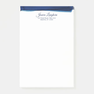Elegant marineblauwe aquarel gepersonaliseerde bri post-it® notes