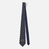 Elegant marinegoud bloeit exclusieve monogrammen stropdas (Voorkant)