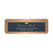 Elegant marinegoudmonogram bruiloft etiket (Voorkant)