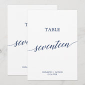Elegant marinescalligrafie Tabel 17 Tabelnummer Kaart (Voorkant / Achterkant)