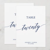 Elegant marinescalligrafie Tabel 20 Tabelnummer Kaart (Voorkant / Achterkant)